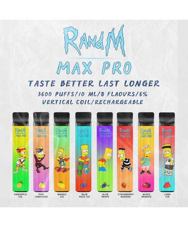 RandM Max Pro Cartoon Style 3600puffs Disposable 1100mAh Rechargeable