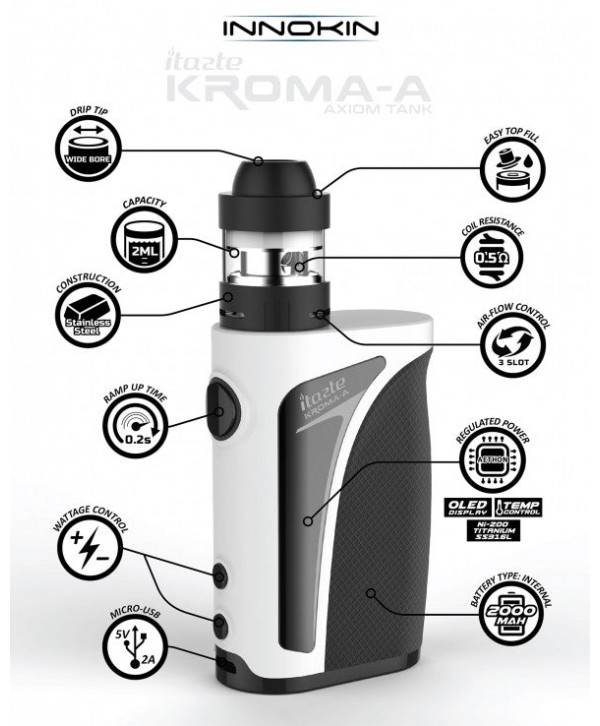 Innokin iTaste Kroma-A 75W TC Vape Starter Kit with Crios Tank 2000mAh & 4ML