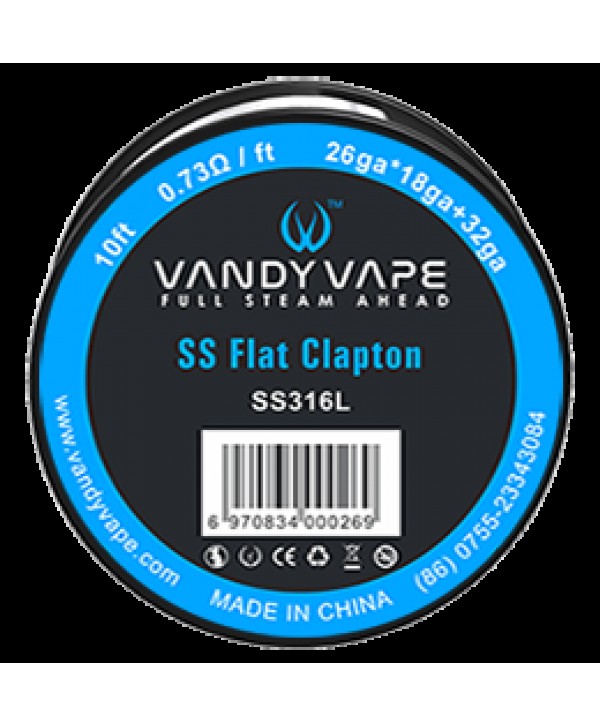 Vandy Vape SS Flat Clapton Wire SS316L (26GA*18GA+32GA 10FT 0.73Ω-FT)