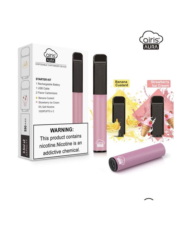 Airis Aura Kit with Chargeable Battery & Replacement Disposable Pod 2*1000puffs