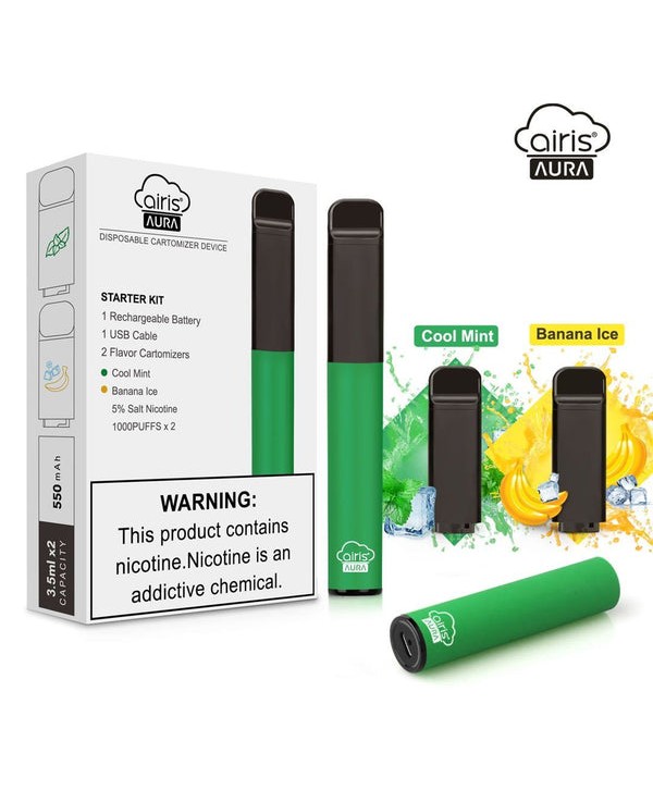 Airis Aura Kit with Chargeable Battery & Replacement Disposable Pod 2*1000puffs