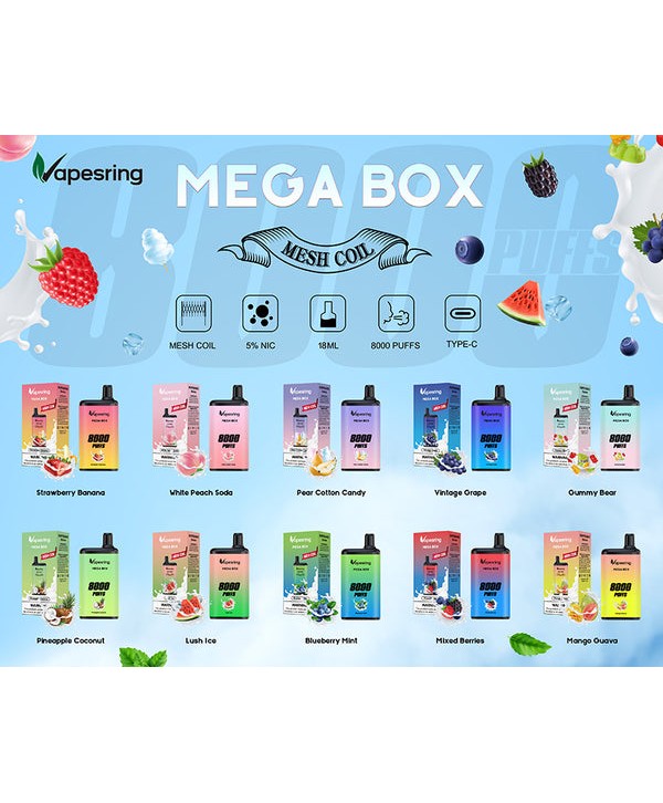 Vapesring Mega Box Disposable Kit 850mAh 8000 Puffs