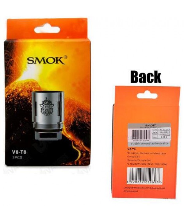 3PCS-PACK SMOK TFV8 V8-T8 Octuple Coil (6.6T) 0.15 Ohm